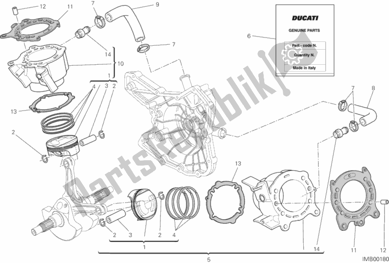 Todas as partes de Cilindro - Pistão do Ducati Multistrada 1200 ABS 2013